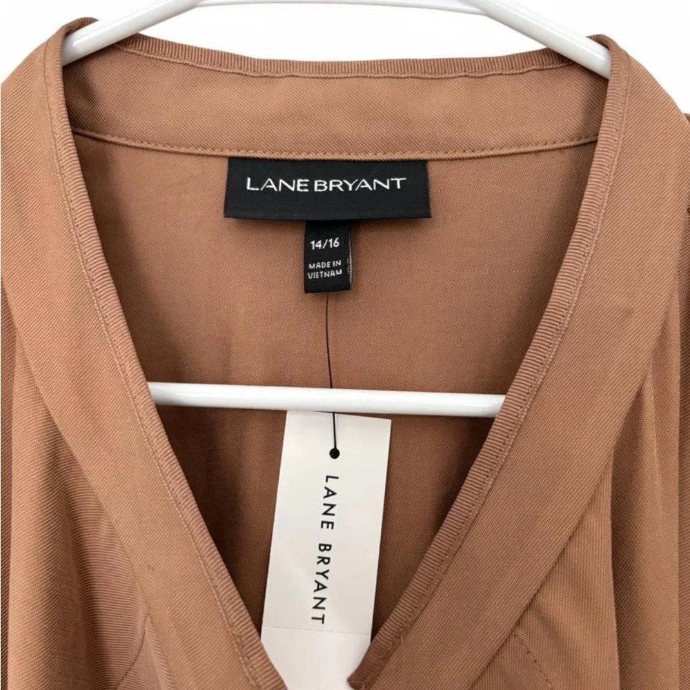 NWT! Lane Bryant Trench Twill Utility Duster Jacket 14/16‎ Brown Lightweight